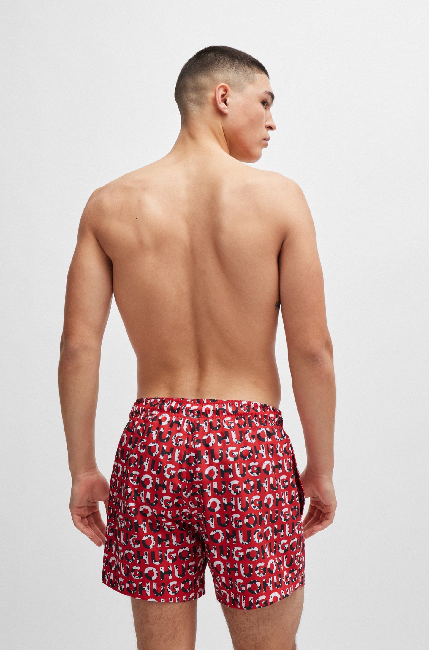 Traje de baño con estampado de logo 5" secado rápido