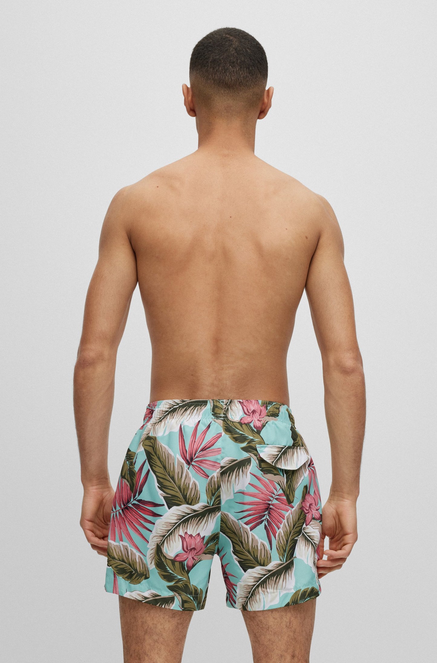 Traje de baño con estampado de palmas 5" secado rápido