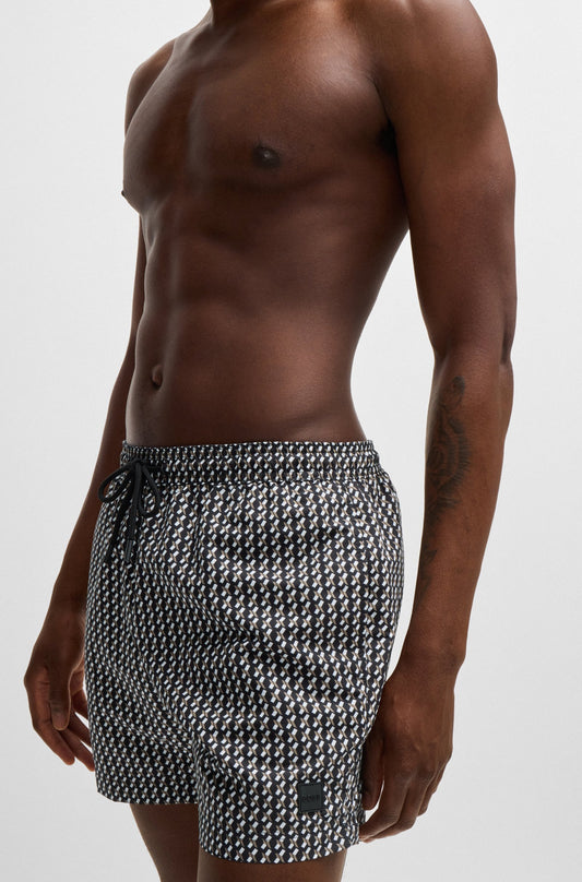 Traje de baño con estampado integral 6" secado rápido