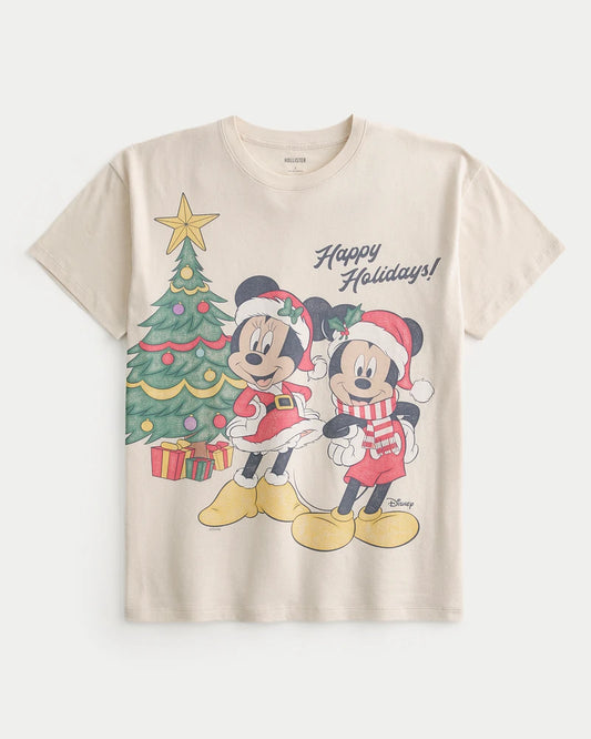 Franela holgada con estampado de Minnie y Mickey Mouse
