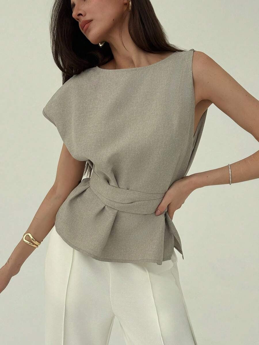 Blusa de lino cintura ceñida