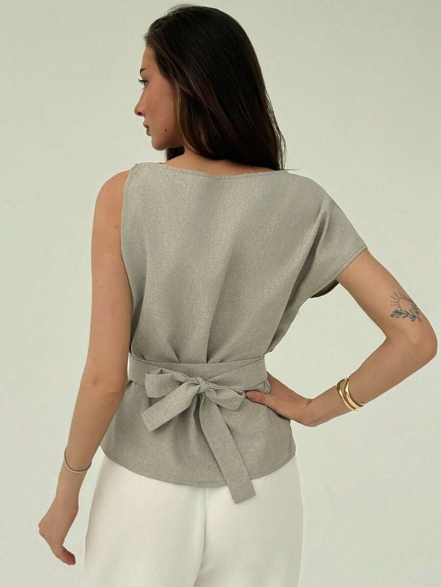 Blusa de lino cintura ceñida