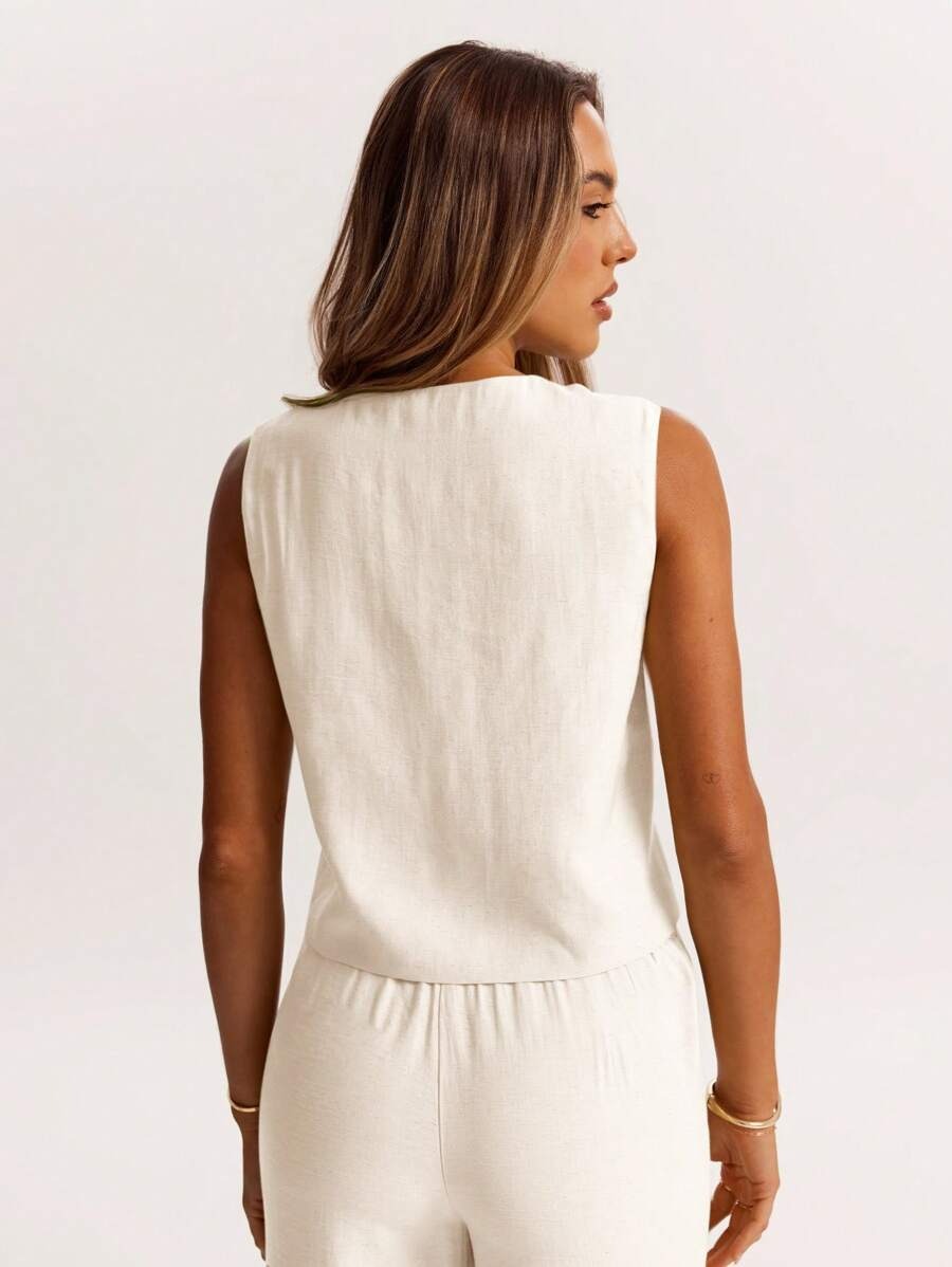 Blusa de lino sin mangas