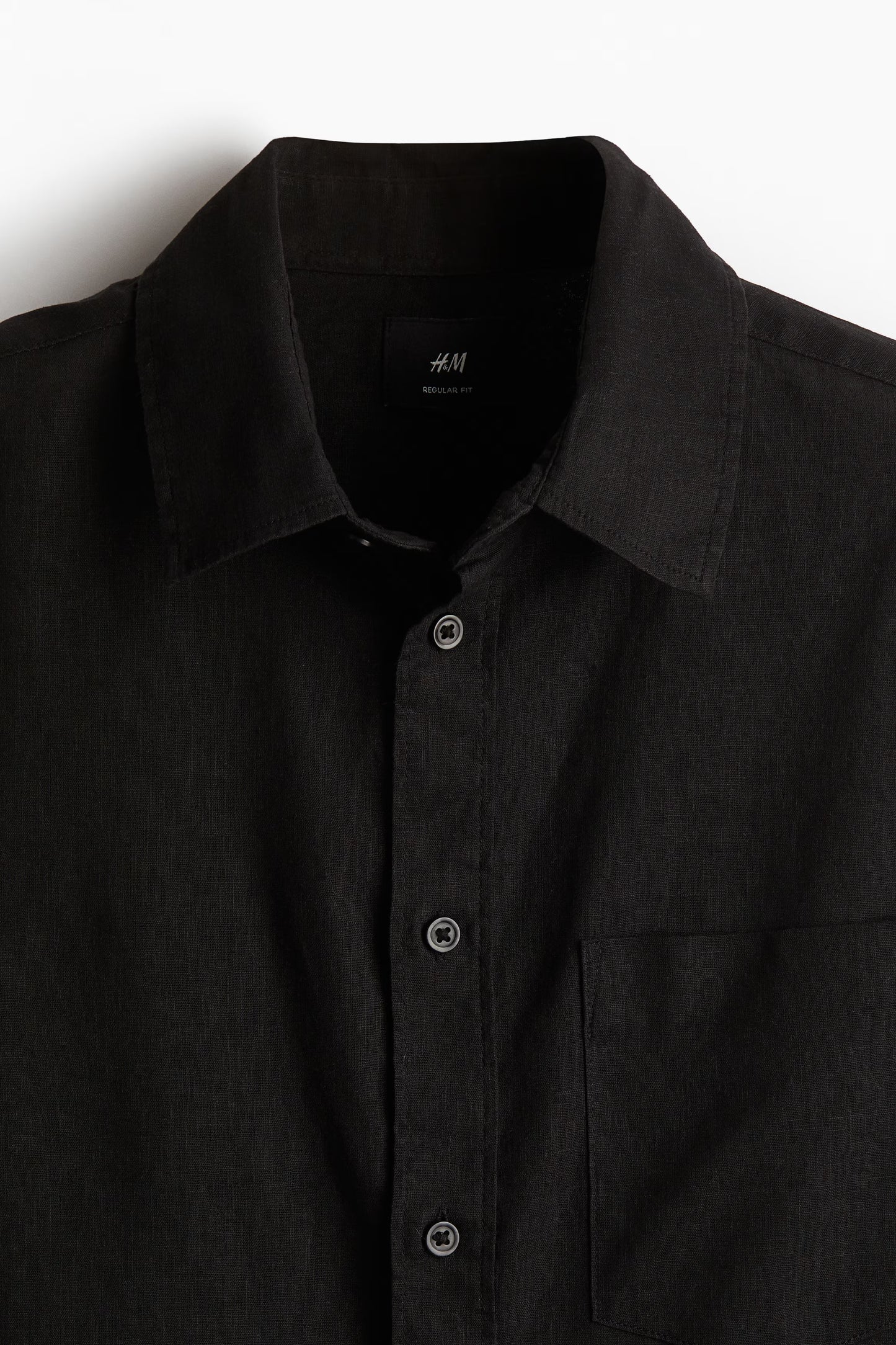 Camisa manga larga unicolor de lino