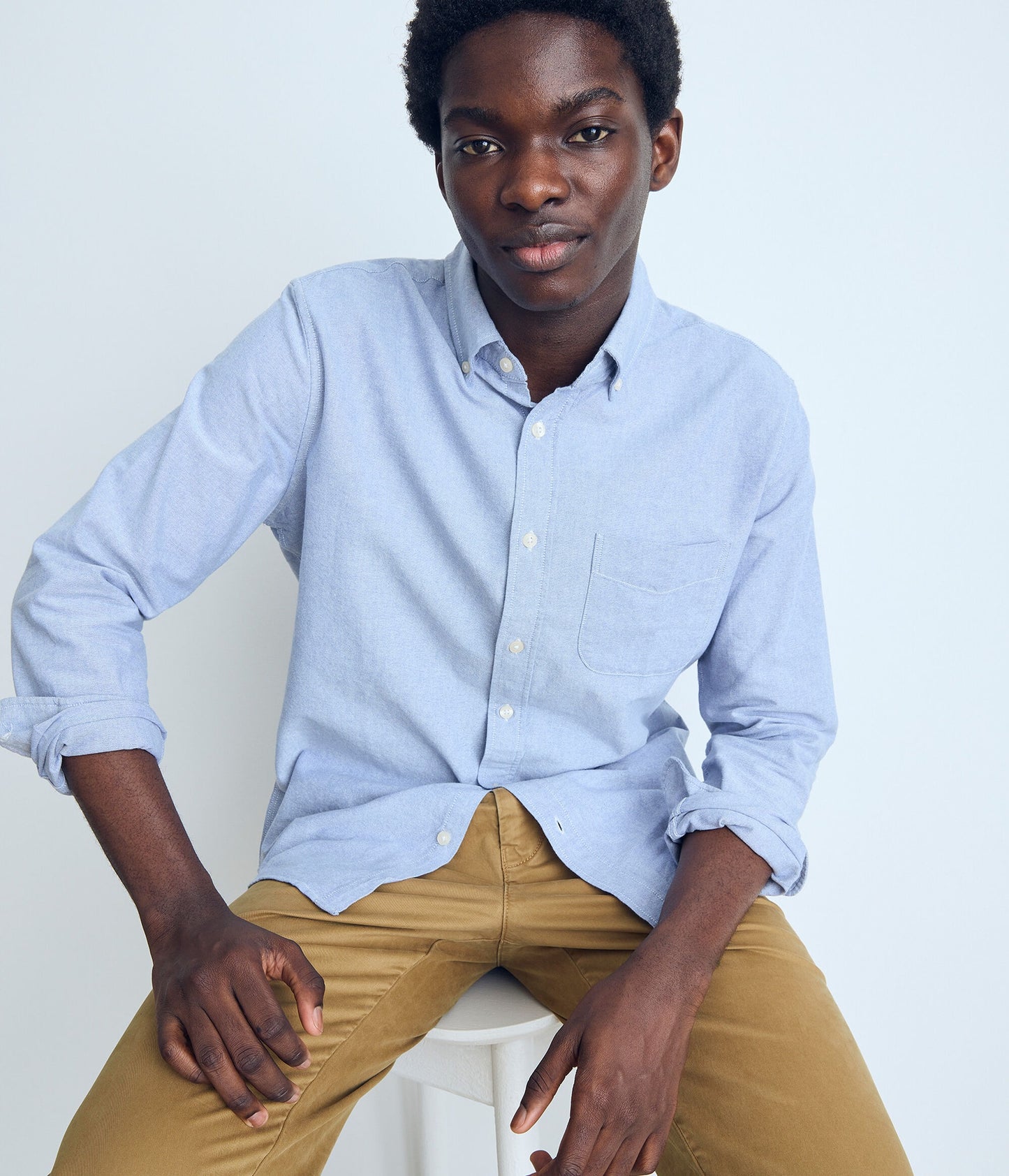 Camisa manga larga unicolor oxford