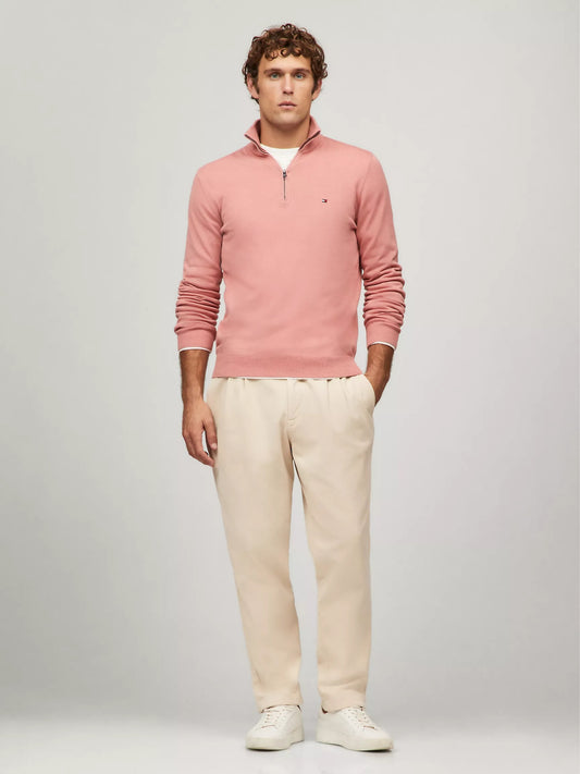 Suéter unicolor con cremallera y logo