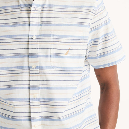 Camisa manga corta oxford con patrón de rayas