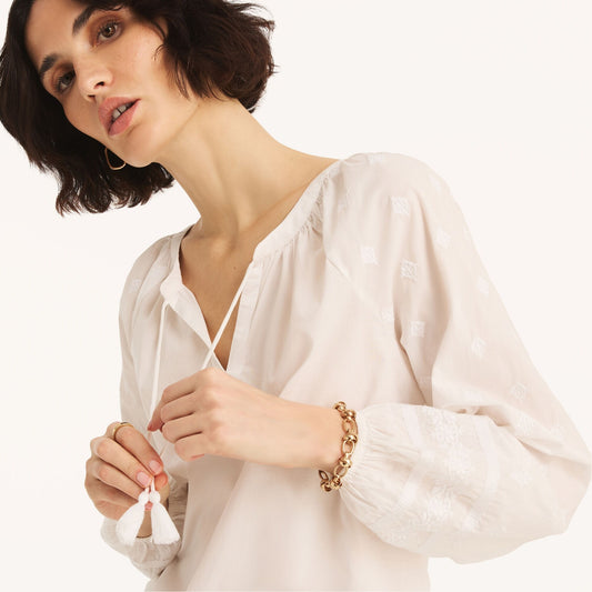 Blusa cuello en V manga larga