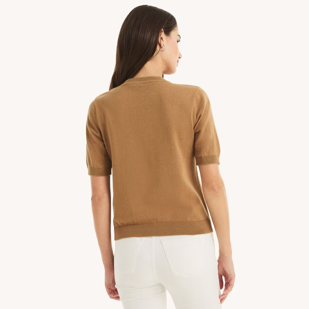 Suéter manga corta con mangas y cuello acanalado