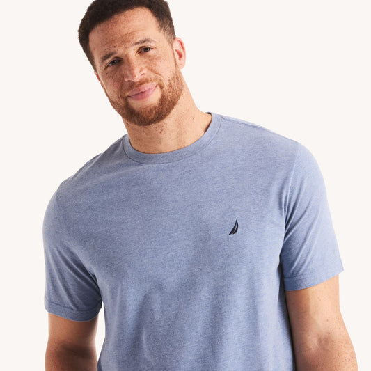 Franela cuello redondo unicolor con logo heathered para grandes