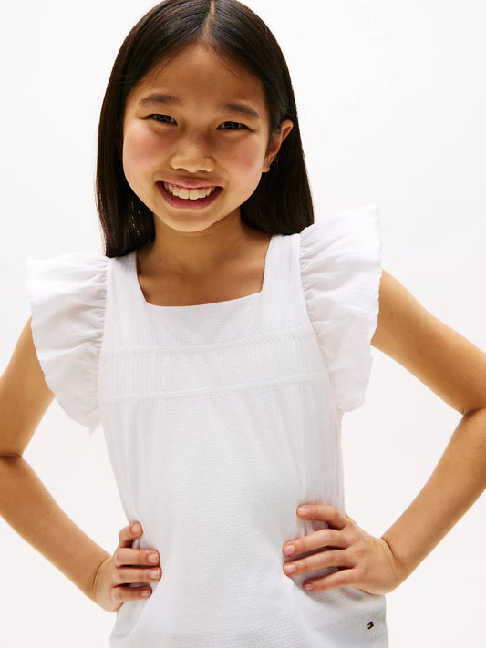 Blusa texturizada con fruncido para niña