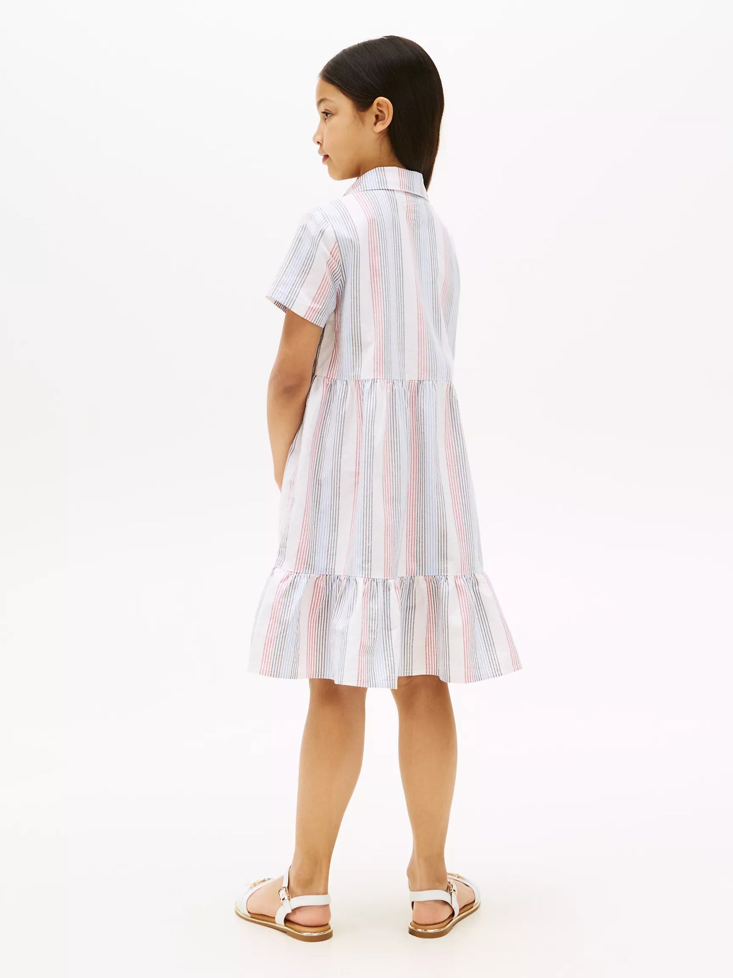 Vestido con cuello de rayas para niña