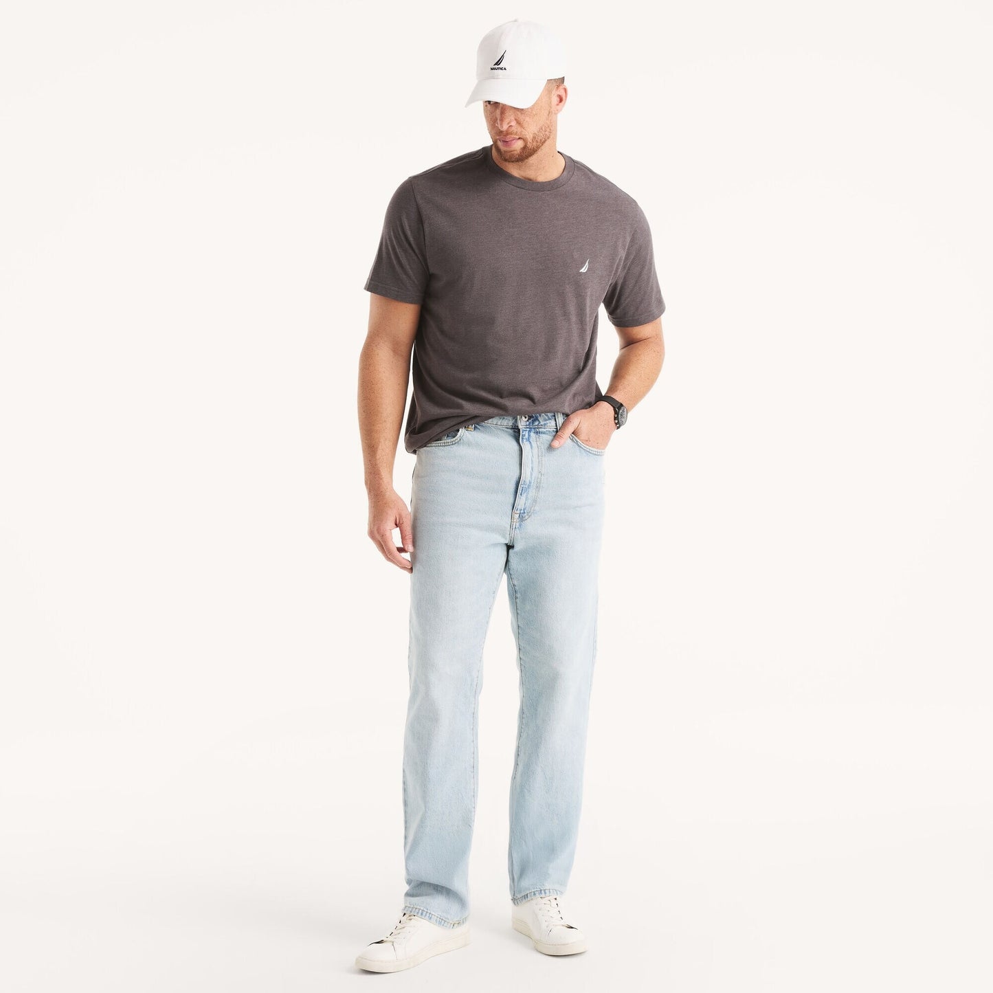 Franela cuello redondo unicolor con logo heathered para grandes