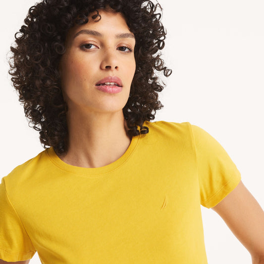 Franela cuello redondo unicolor con logo