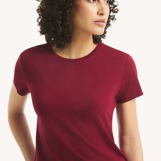 Franela cuello redondo unicolor con logo