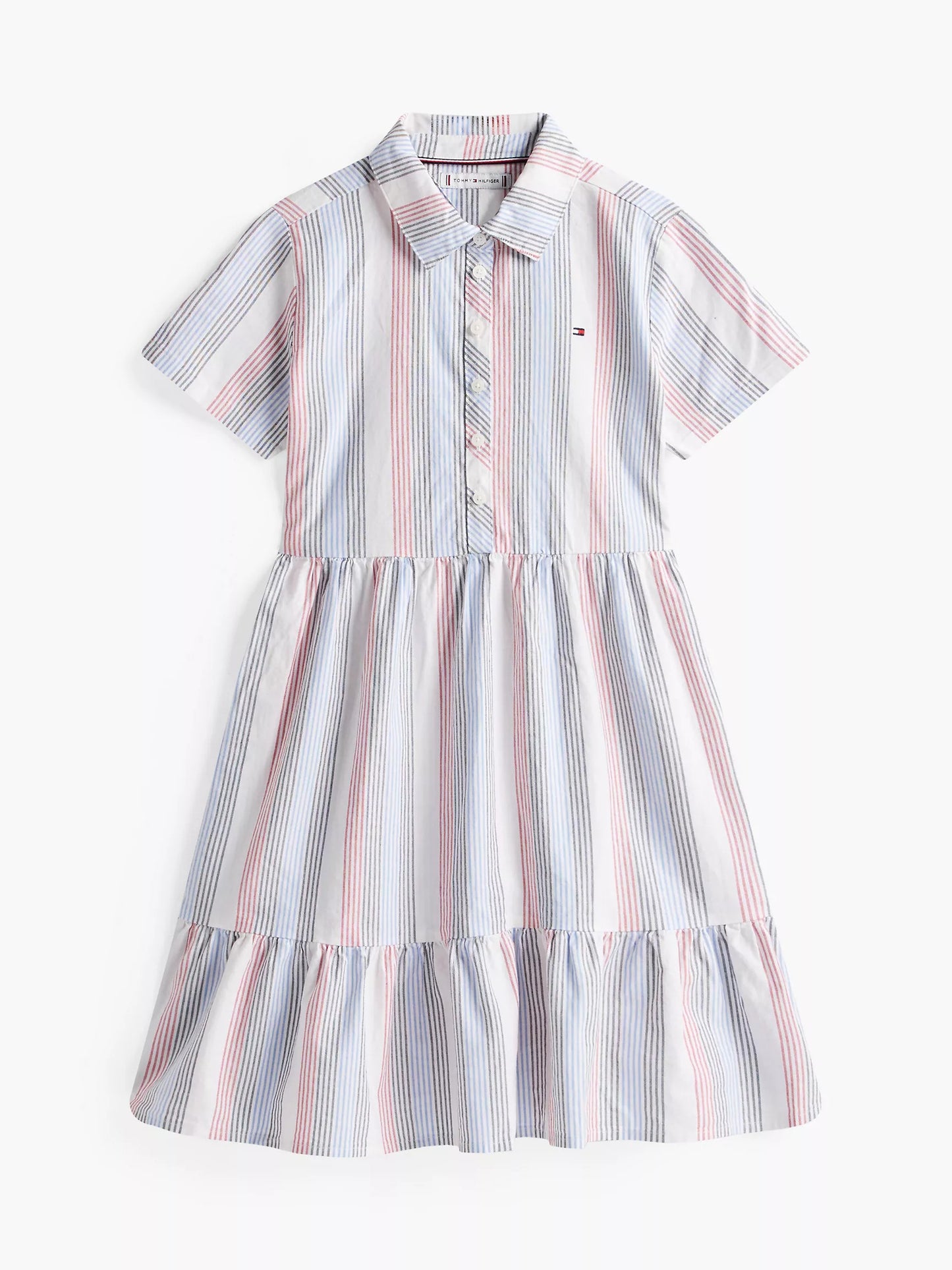 Vestido con cuello de rayas para niña