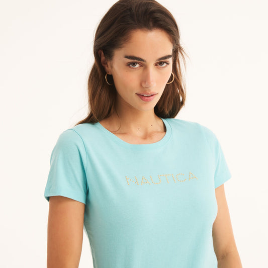 Franela cuello redondo con logo estampado