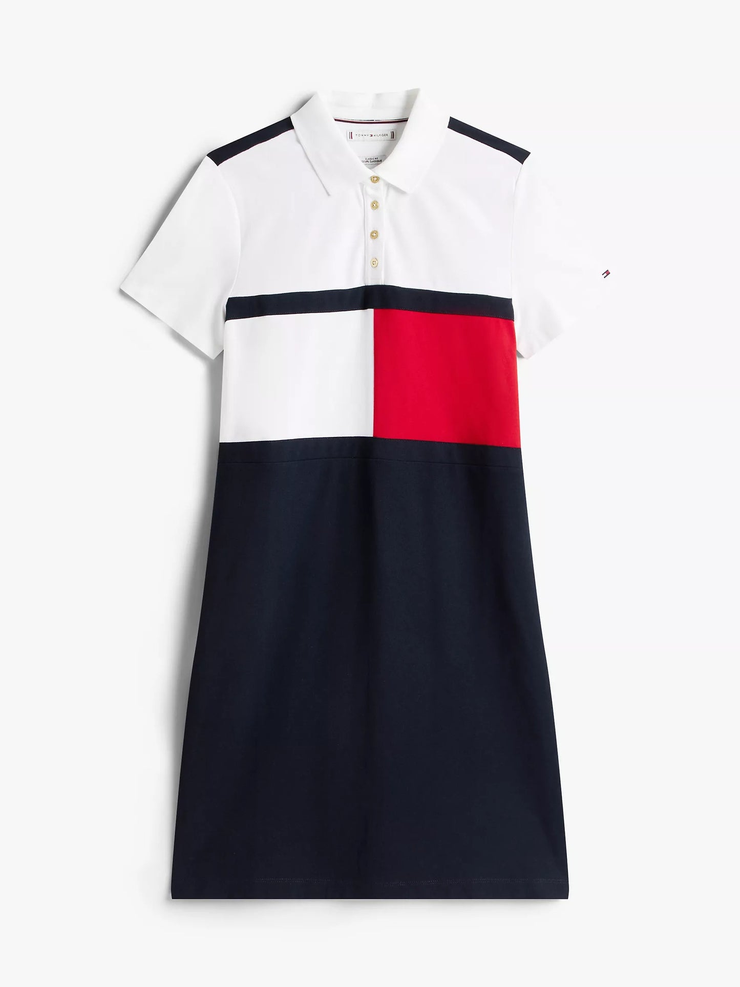 Vestido tela pique con colores en bloque y logo