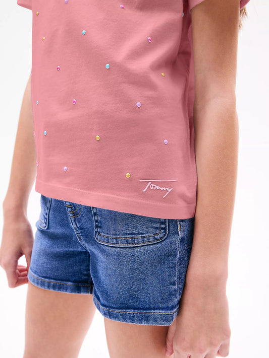 Franela cuello redondo con lunares para niña