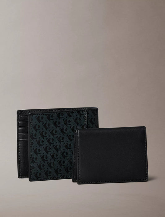 Cartera de caballero doble con monograma y porta tarjeta