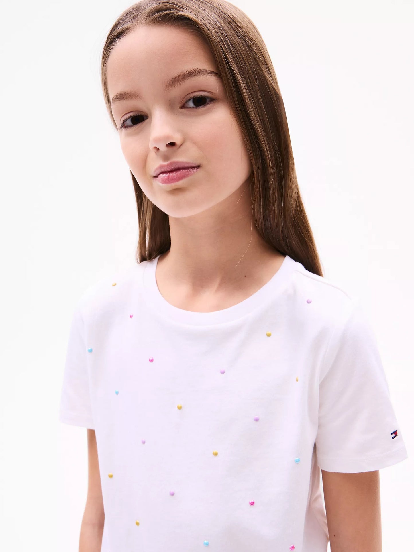 Franela cuello redondo con lunares para niña