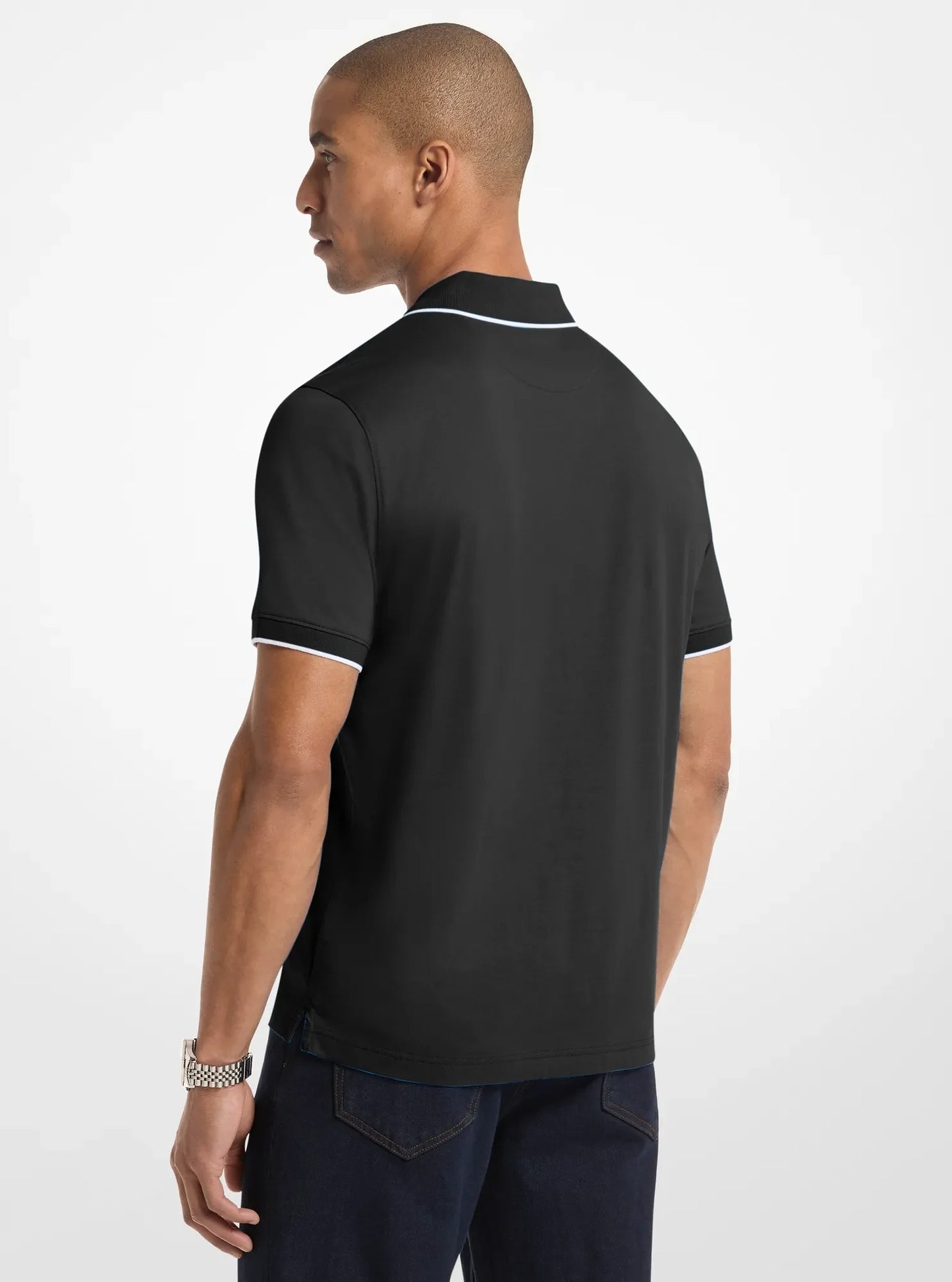 Chemise de algodón con cuello y mangas ribeteadas