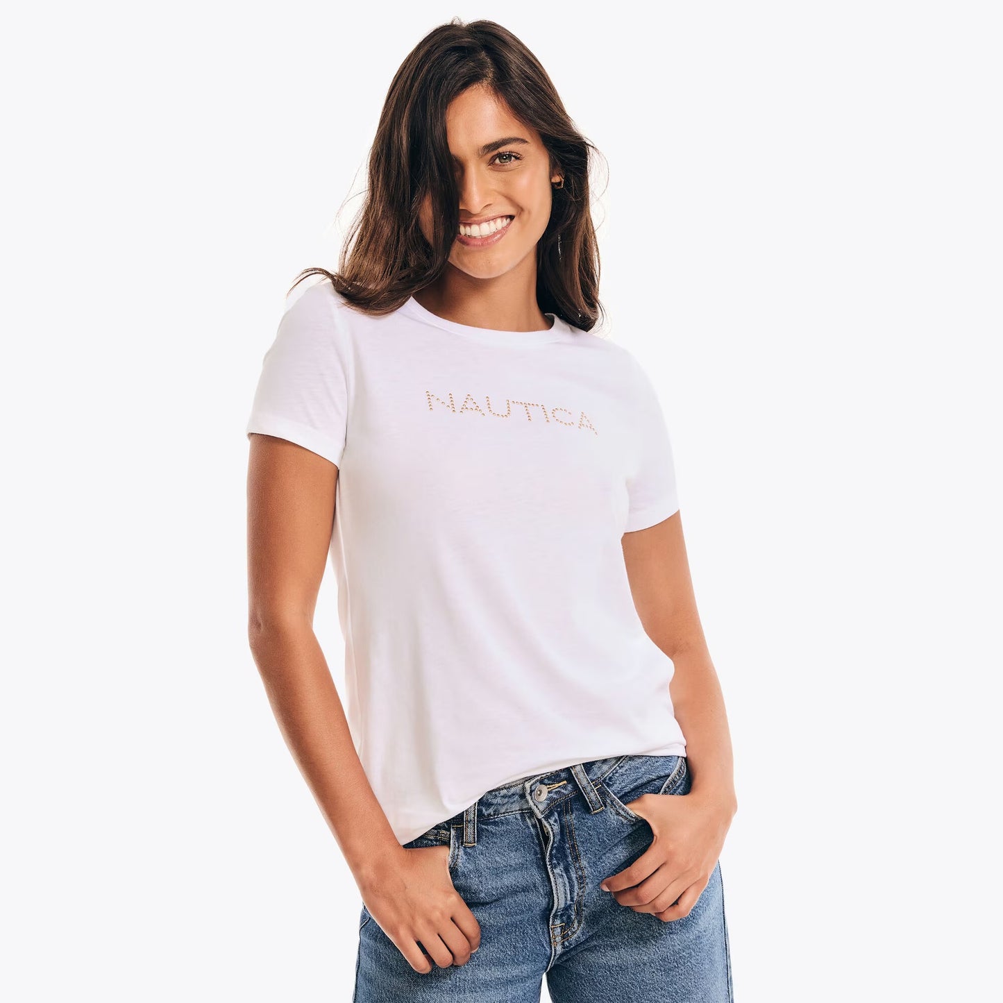 Franela cuello redondo con logo estampado