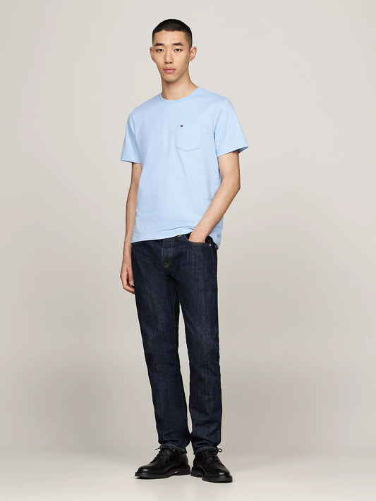 Franela cuello redondo unicolor con bolsillo