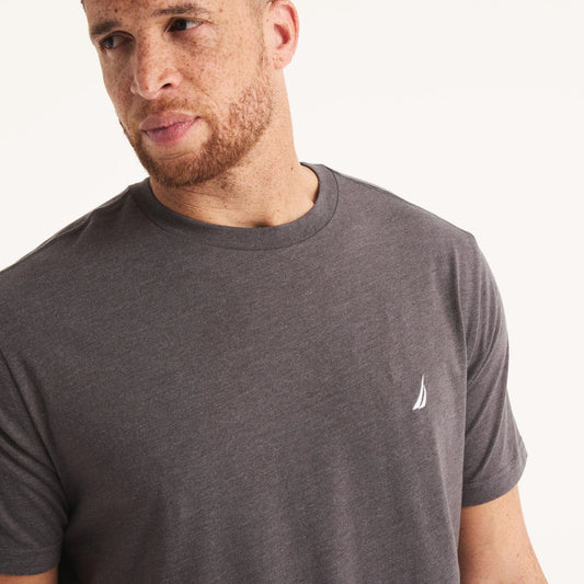 Franela cuello redondo unicolor con logo heathered para grandes