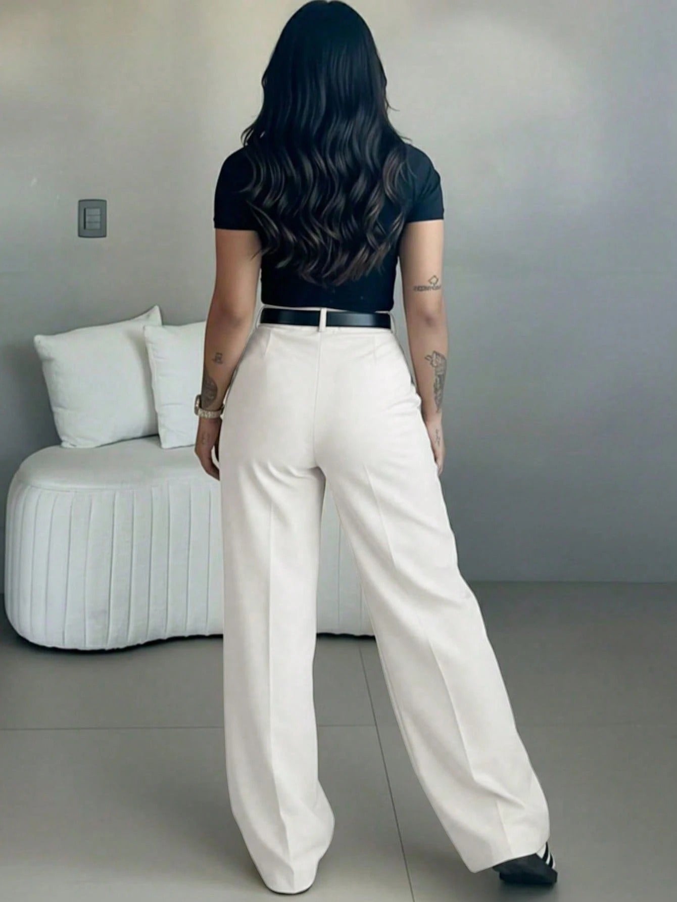 Pantalon de pierna ancha y talle alto