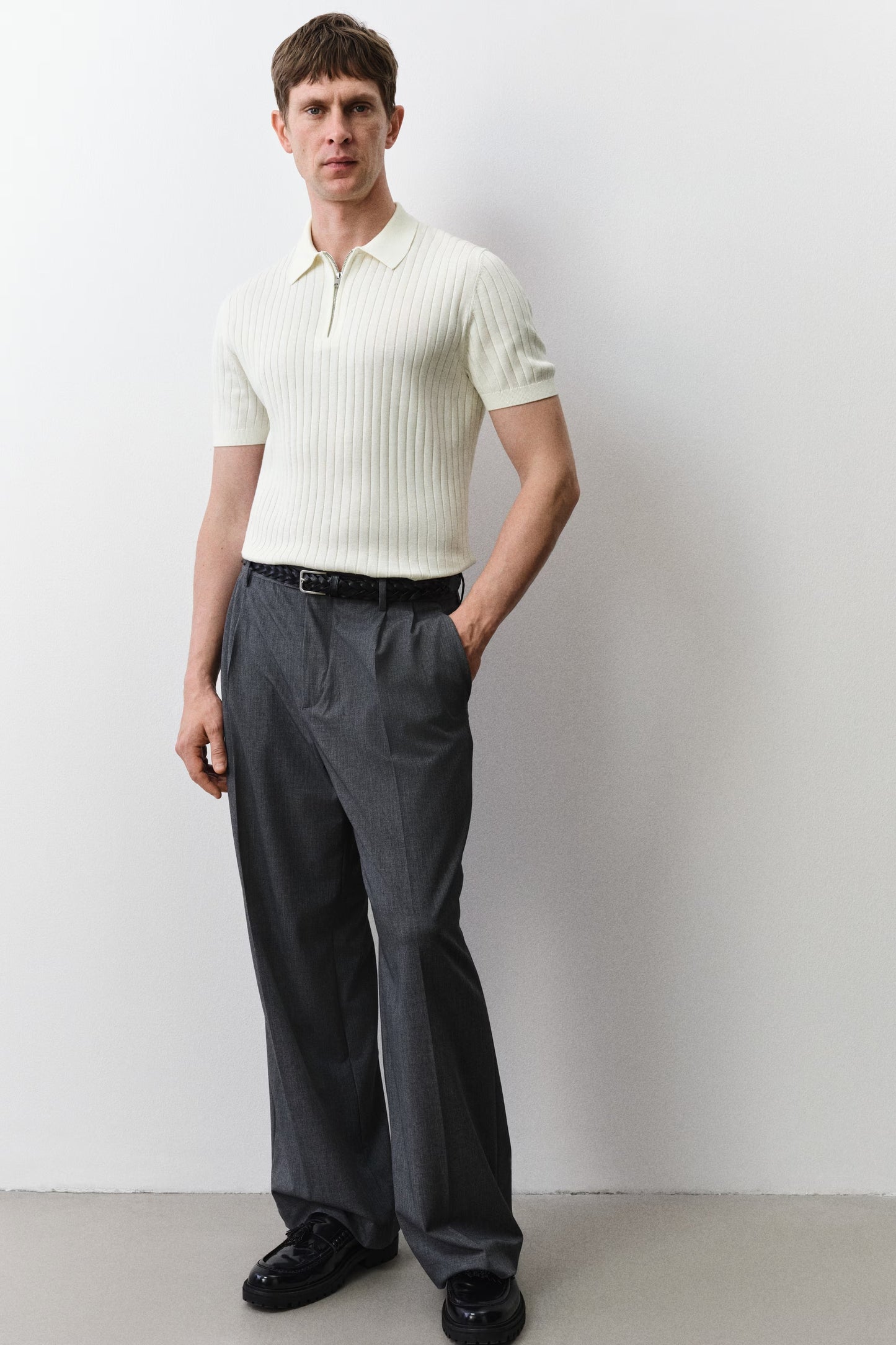 Chemise ajustada tejido canale con cremallera