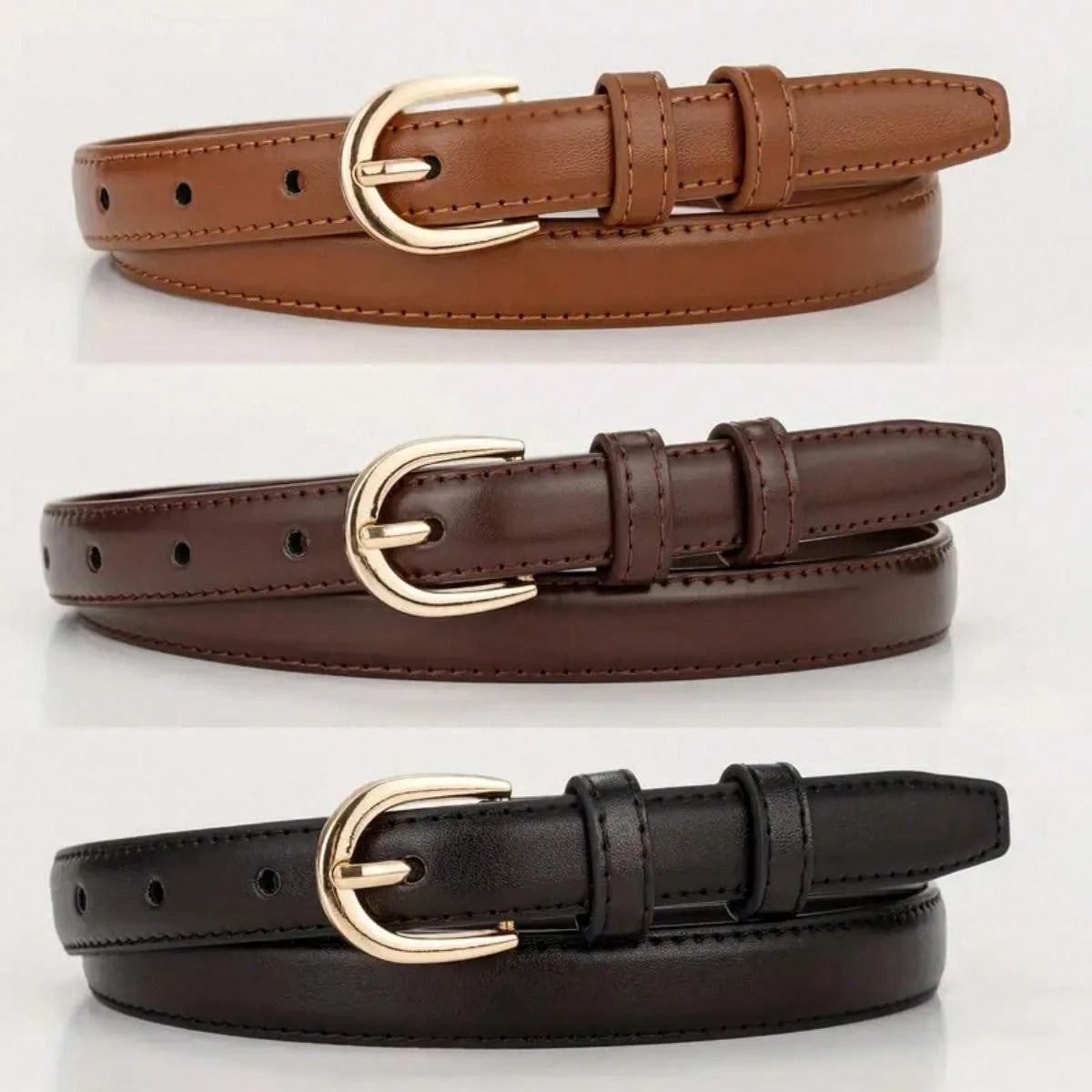 Cinturón unicolor casual, diseño delgado