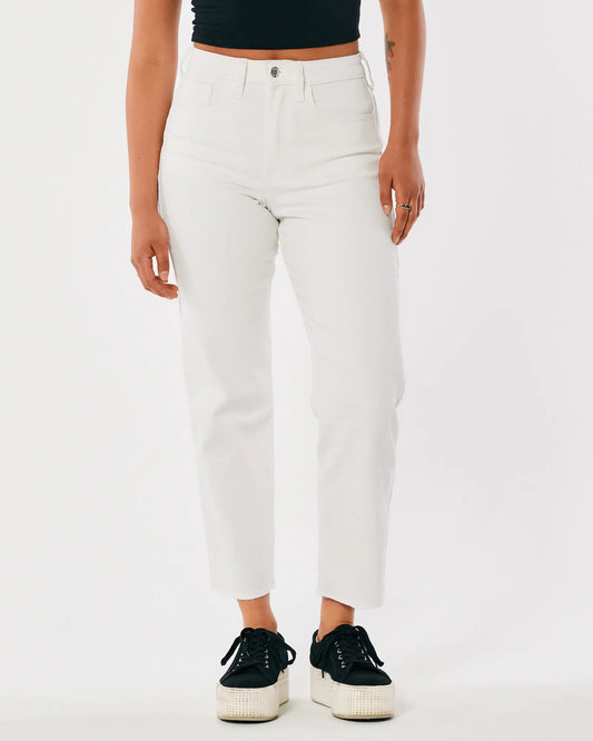 Jeans rectos al tobillo vintage de tiro superalto