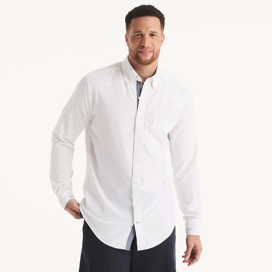 Camisa manga larga unicolor Oxford para Grandes