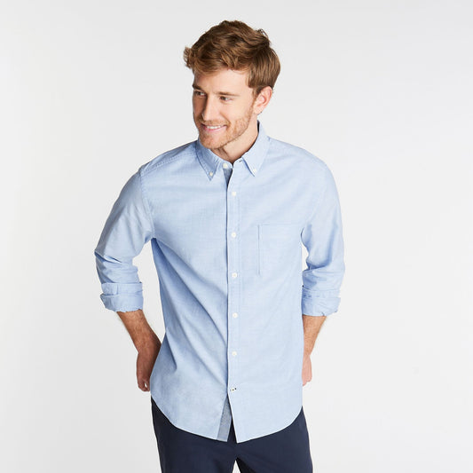 Camisa manga larga unicolor Oxford para Grandes