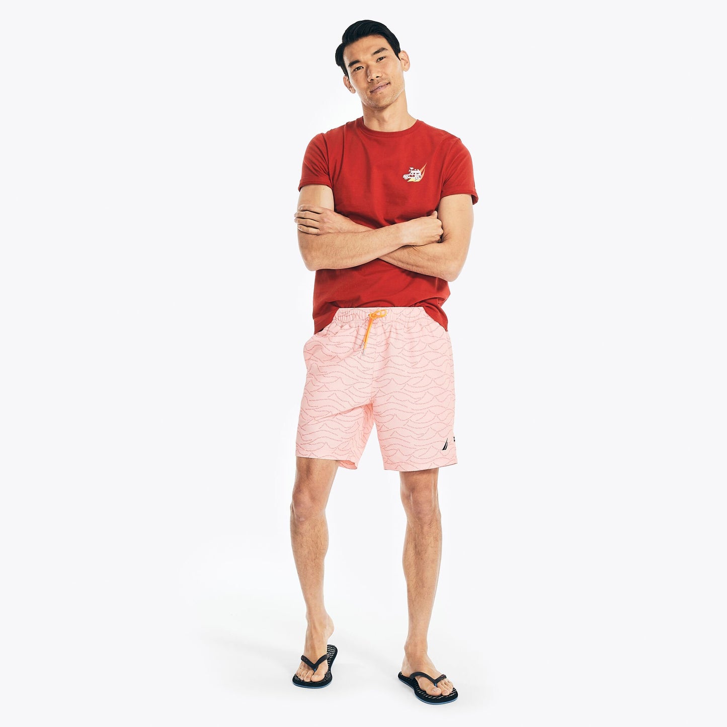 Traje de baño logo en olas tipo short 8" secado rápido