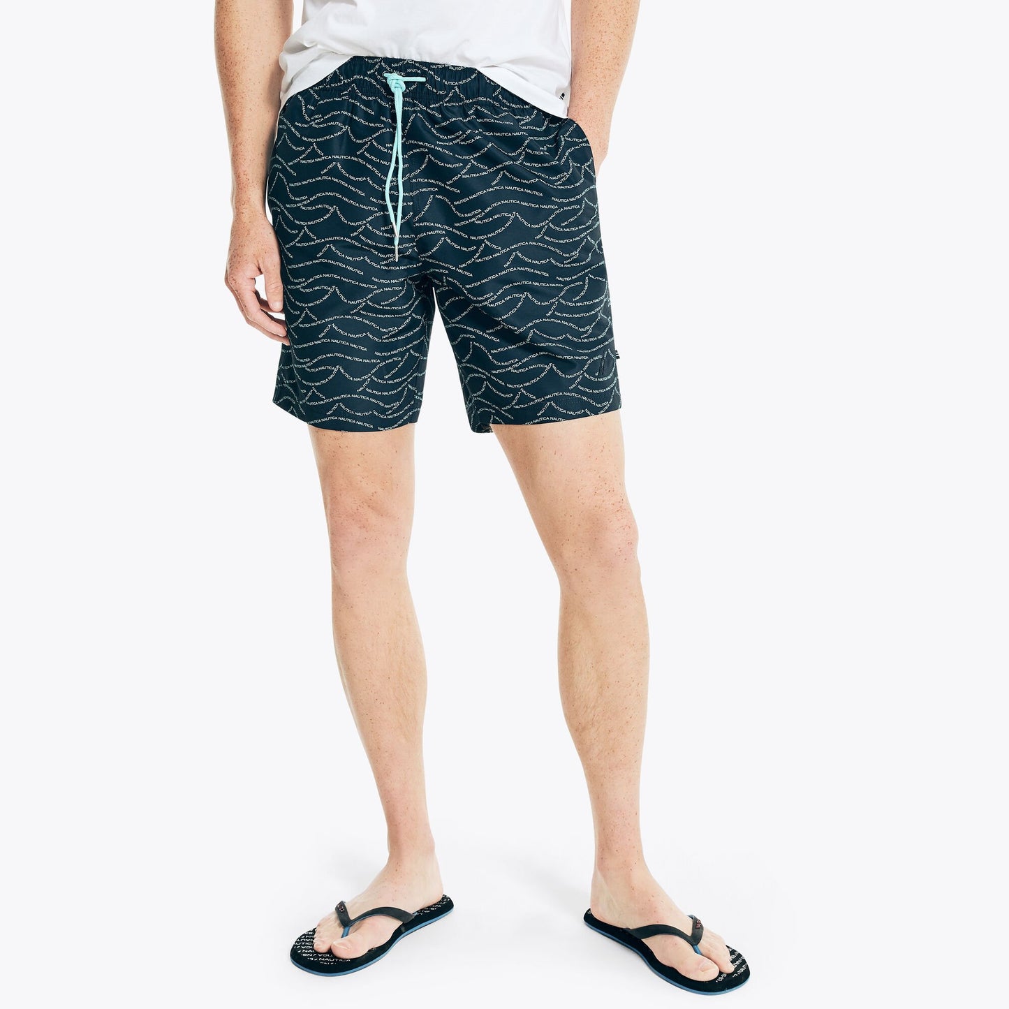 Traje de baño logo en olas tipo short 8" secado rápido