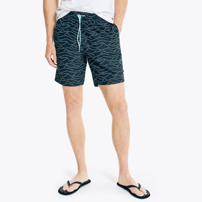 Traje de baño logo en olas tipo short 8" secado rápido