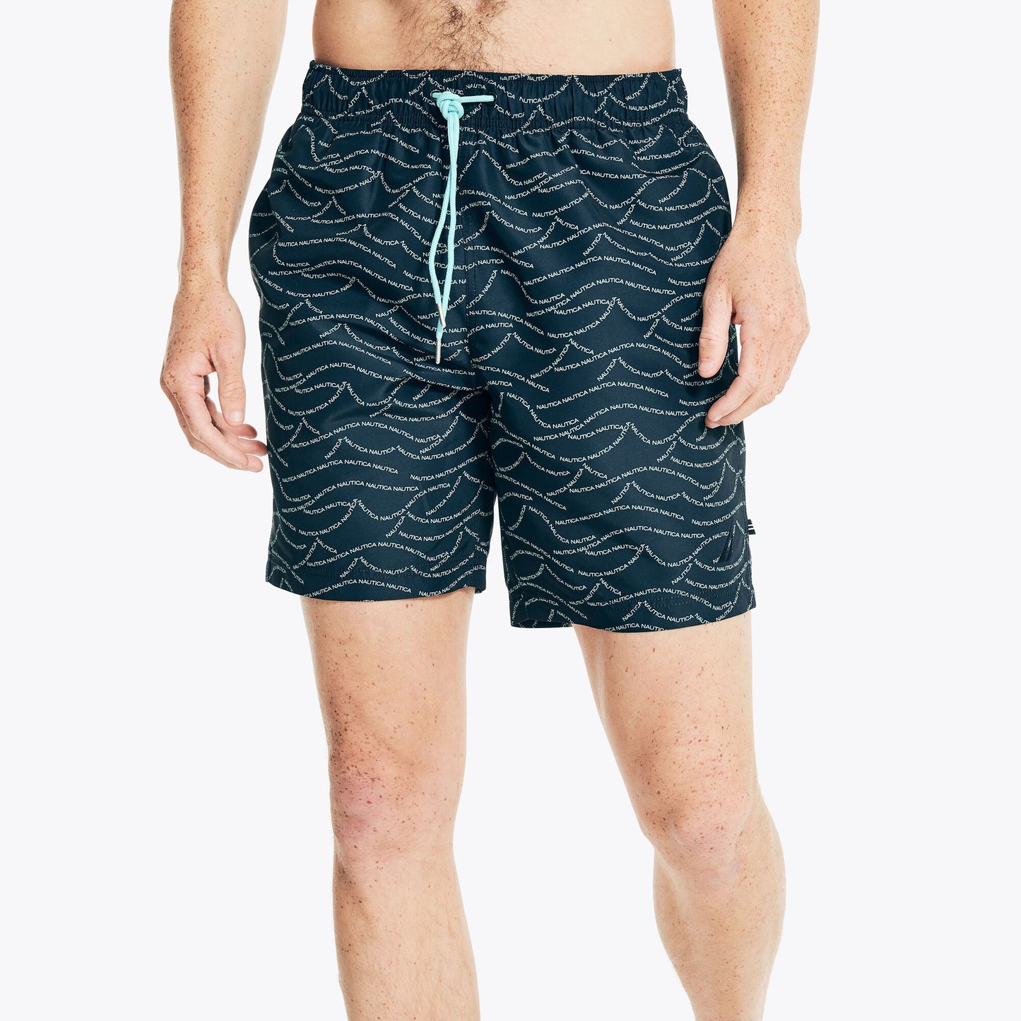 Traje de baño logo en olas tipo short 8" secado rápido