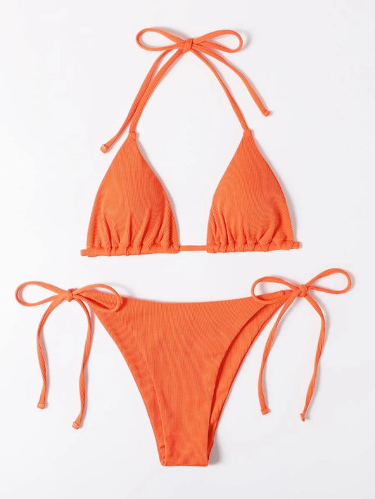 Bañador bikini unicolor Sujetador triángulo tiras ajustables