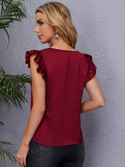 Blusa de cuello V sisa con fruncido