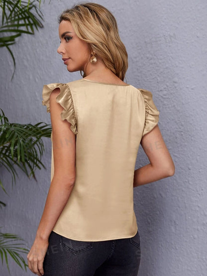 Blusa de cuello V sisa con fruncido