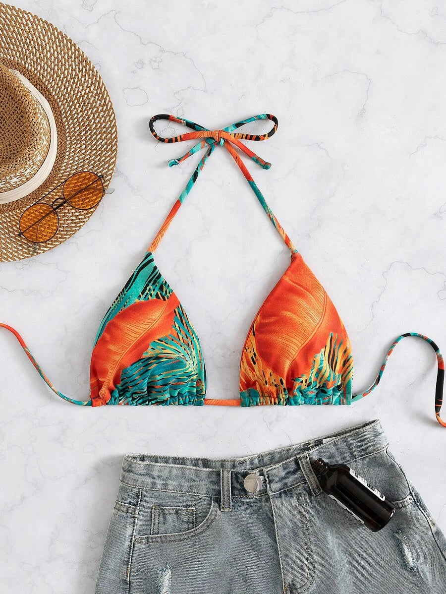 Bañador bikini al azar con estampado tropical