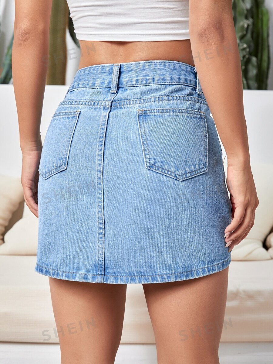 Falda denim talle alto