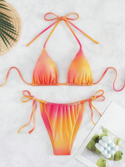 Bañador bikini de cuello halter con estampado