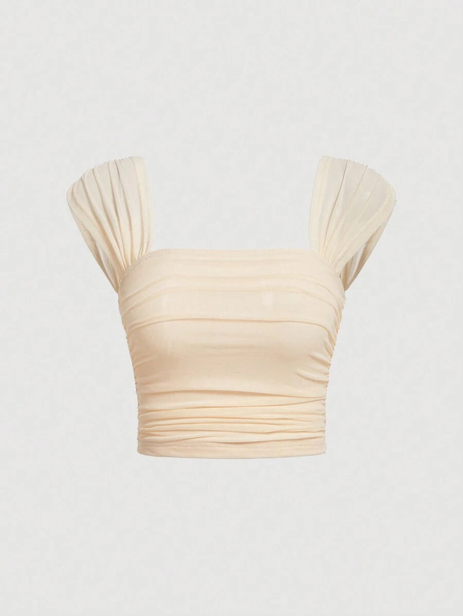 Top con fruncido y cuello cuadrado