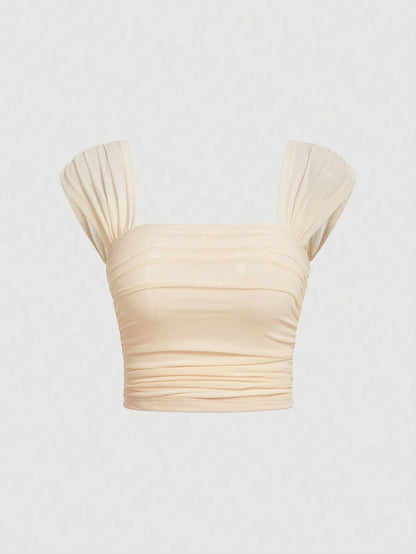 Top con fruncido y cuello cuadrado