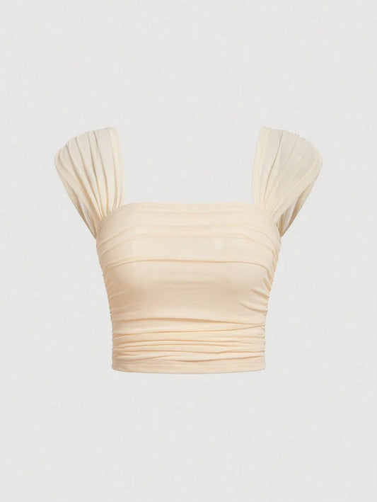 Top con fruncido y cuello cuadrado