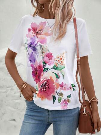 Camiseta con estampado de flor