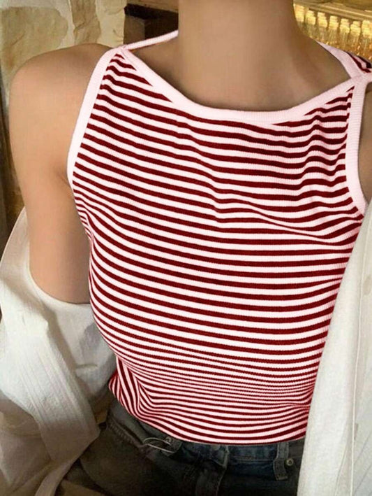 Top casual de cuello tipo barco